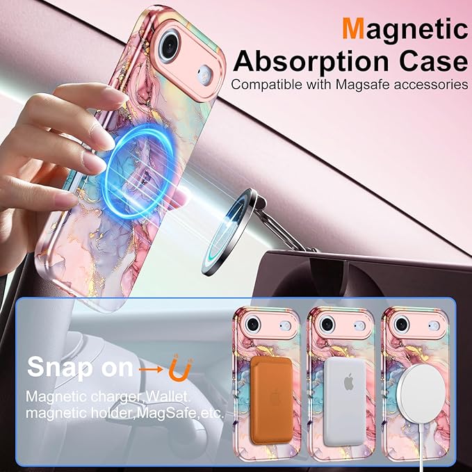 Btscase for iPhone Air Case [Compatible with Magsafe] [Military-Grade Drop Protection] Slim Anti-Scratch Smooth Touch TPU Bumper Shockproof Magnetic Phone Case for Women Girls Men, Rose Gold