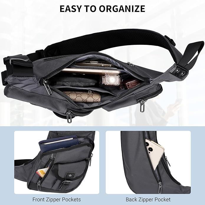 WITZMAN Sling Bag for Men Crossbody Bags Travel Slim Chest Bag One Strap Lightweight Casual Daypack