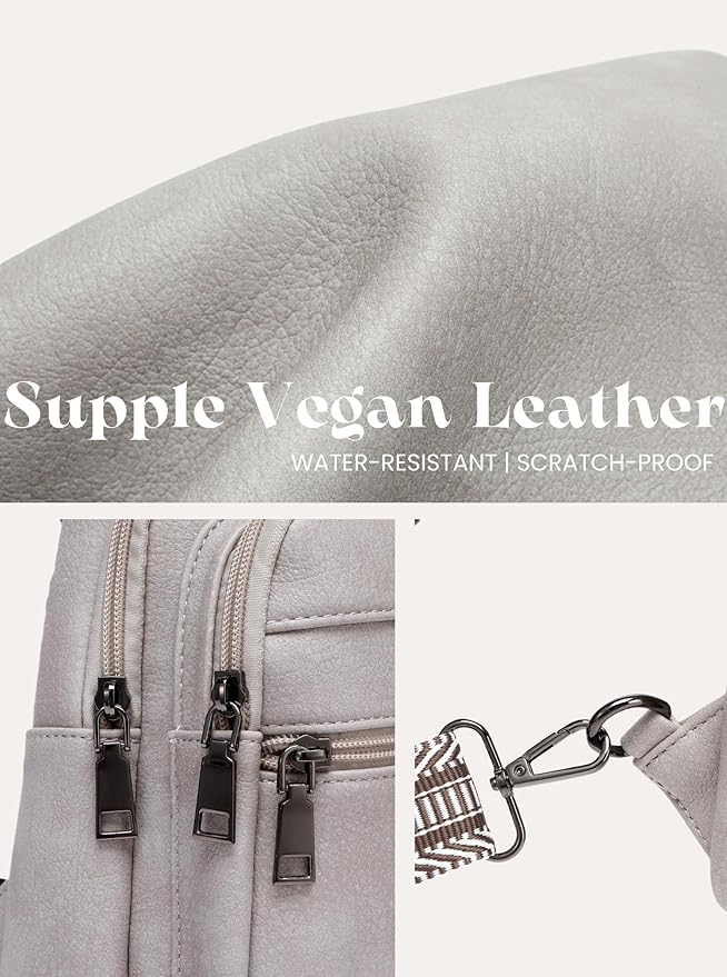 Sling Bag for Women Vegan Leather Fanny Pack Small Crossbody Purse Anti Theft Chest Bag for Travel Gray