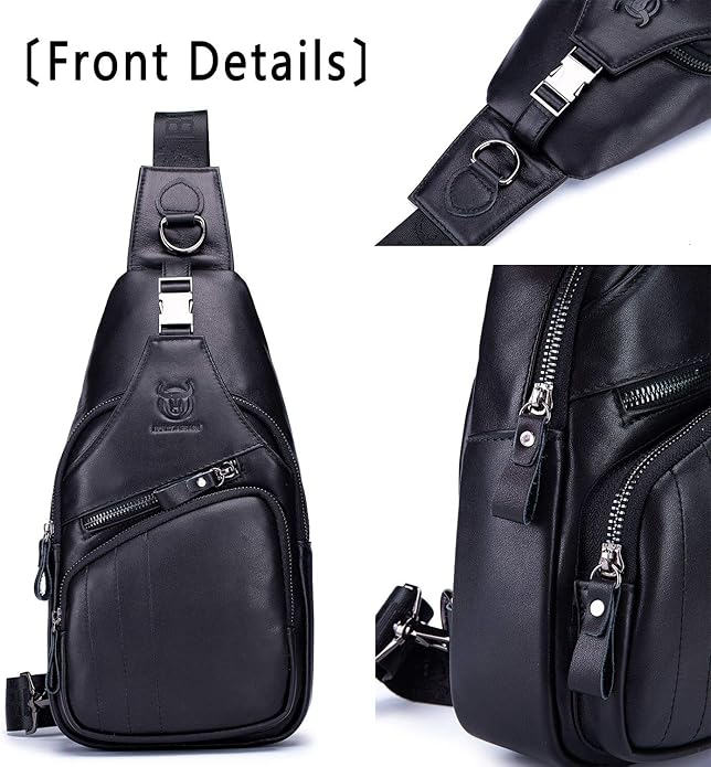 Cross body Bags for Men Leather Sling Bag Casual Daypacks Chest Bags Shoulder Bag Travel Hiking Backpacks