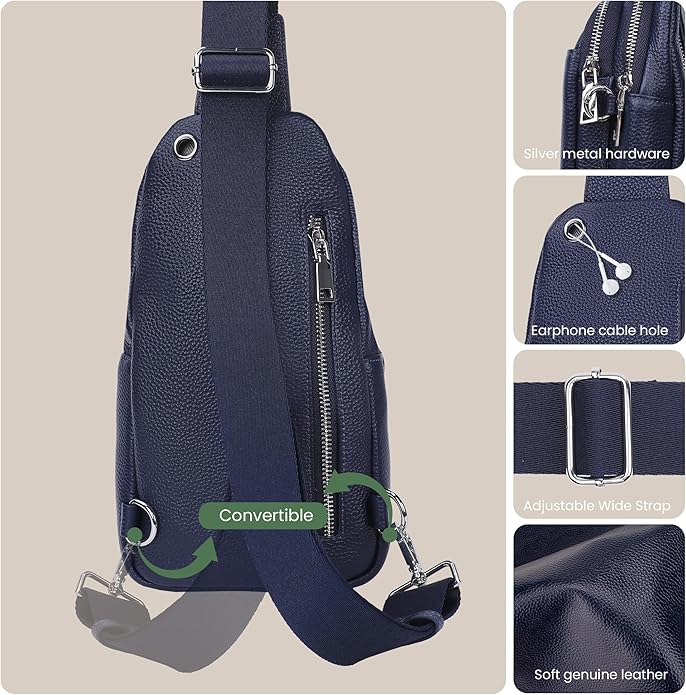 befen Genuine Leather Small Sling Bag for Women Anti-Theft Crossbody Chest Bags Fanny Packs for Travel with RFID Card Slots