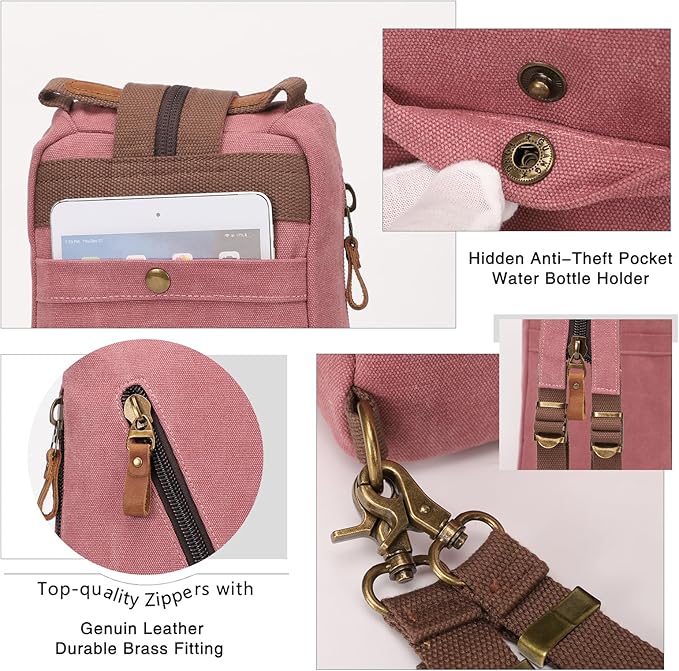 KL928 Canvas Sling Bag crossbody Bags Small Backpack Pack Travel Purse convertible purses for Women Men