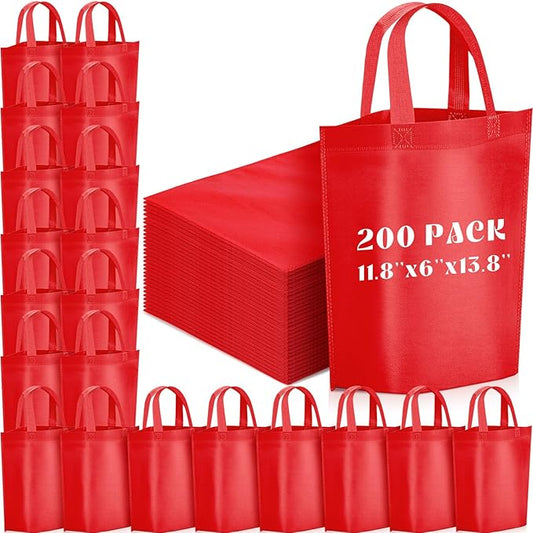 Windyun Reusable Grocery Bags Large Non Woven Shopping Bags with Handle Foldable Portable Tote Carryall Bulk 11.8x6x13.8 Inch