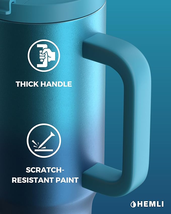 40 Oz Tumbler with Handle and Straw, Insulated Tumbler with Leakproof 2-in-1 Lid and Straw, Reusable and Portable Water and Coffee Stainless Steel Travel Mug, Vacuum Insulated