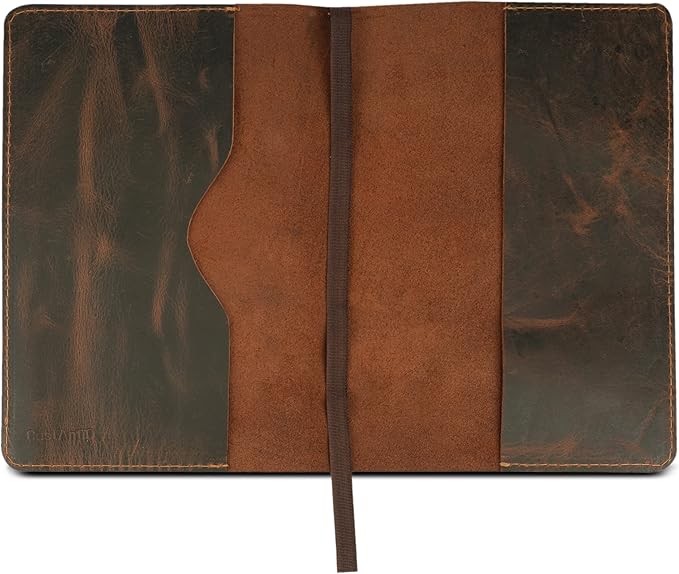 A5 Leather Journal Cover, Refillable Journal Cover for Large Moleskine, Leather Handmade Notebook Cover, A5 Diary Cover, Refill Size 5.75x8.25 inches, Large Leather Journal Cover (Brown)