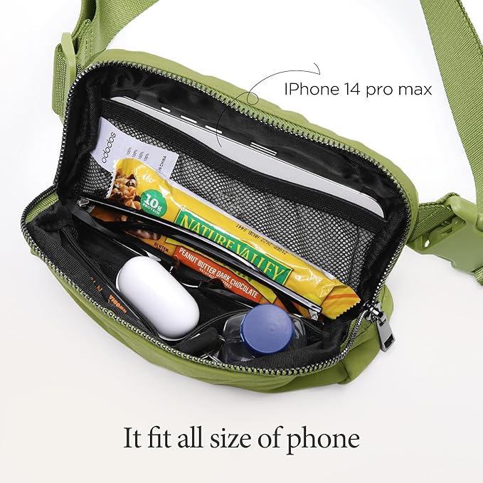 ODODOS Unisex Mini Belt Bag with Adjustable Strap Small Fanny Pack for Workout Running Traveling Hiking, Olive