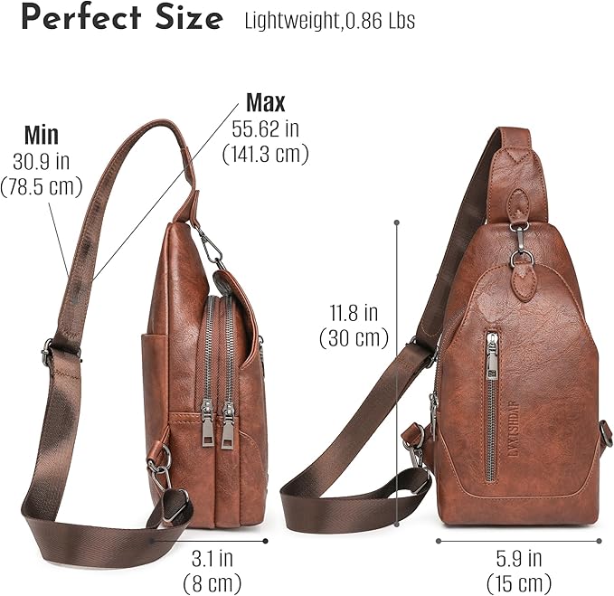 Small Sling Bag for Women - in Vegan Leather Versatile Fanny Pack, Crossbody Bags for Women with Adjustable Guitar Belt Suitable, Dark Brown