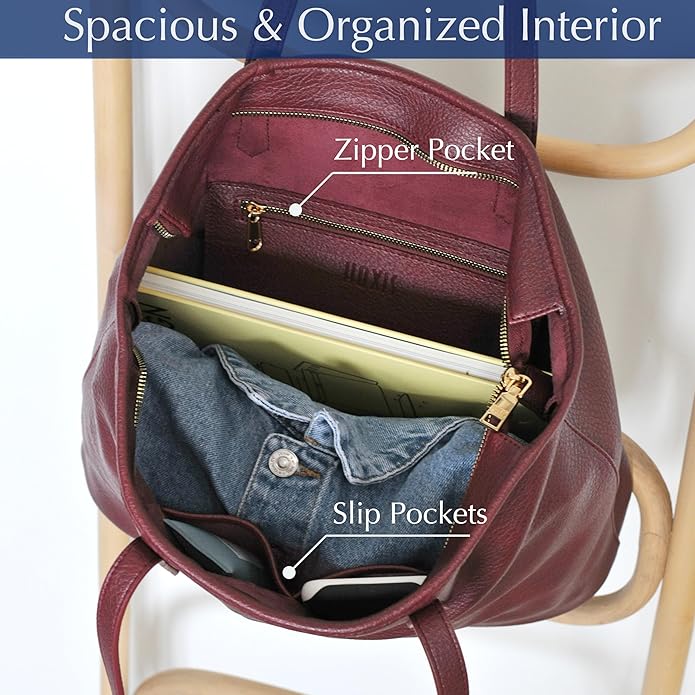 Zipper Tote Bag for Women Soft Vegan Leather Handbag for Work, Travel & Everyday Use