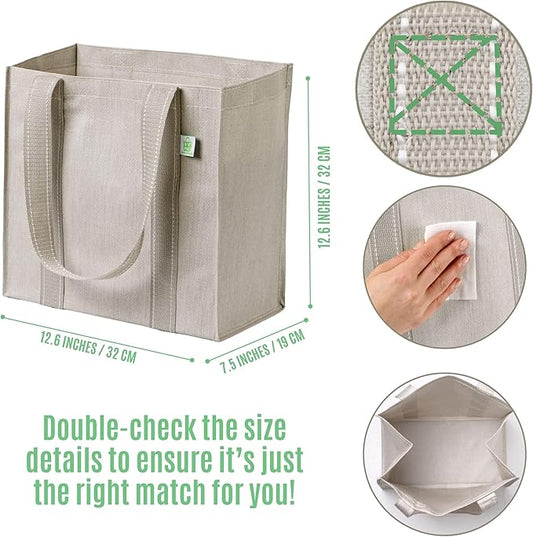 VENO 2-4 Pack Reusable Grocery shopping Bags, Small Tote Bag w/Handle Hard Bottom, Heavy Duty, Foldable Carrier