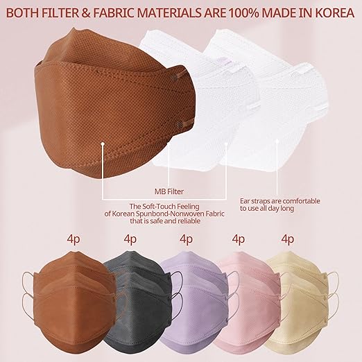 AIRAID-KF94 [Individually Wrapped] - Made in Korea, 3D Multicolor Packs, Face Protective Mask, Adult and Older Teens (Multicolor-20P)