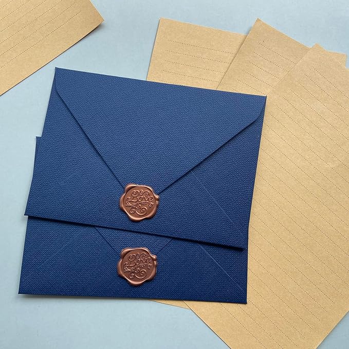 Tuhangcc Stationery Writing Paper and Envelopes Set with Jute Rope 4 X 6 for Writing Letter, (20 Best Paper with 10 Heavyweight envelopes),by Better Gift Office Products (Blue)