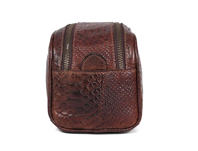 10" Premium Leather Toiletry Travel Pouch With Waterproof Lining | King-Size Handcrafted Vintage Dopp - Kit Gift for Father's Day By Aaron Leather Goods