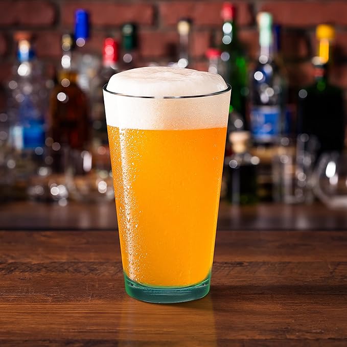 DISCOUNT PROMOS Arc Pint Glass 16 oz. Set of 10, Bulk Pack - Beer Glasses, Heavy Duty Drinkware - Green