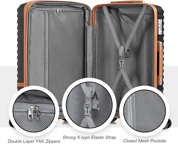 Joyway 28 Inch Large Luggage Hardside Suitcase with Spinner Wheel, Lightweight 3 Piece Suitcase Set with TSA Lock