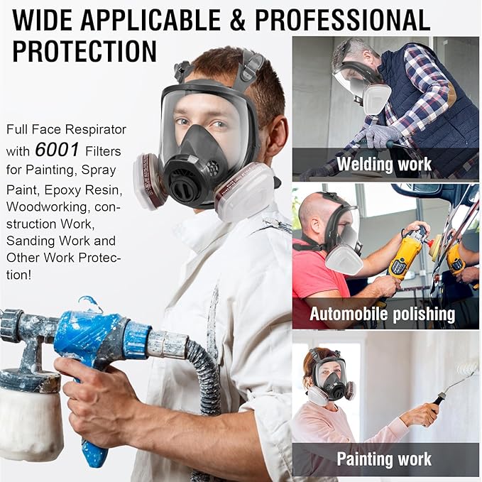 Gas Masks Survival Nuclear and Chemical - Reusable Full Face Respirator Gas Mask with Activated Carbon Filter