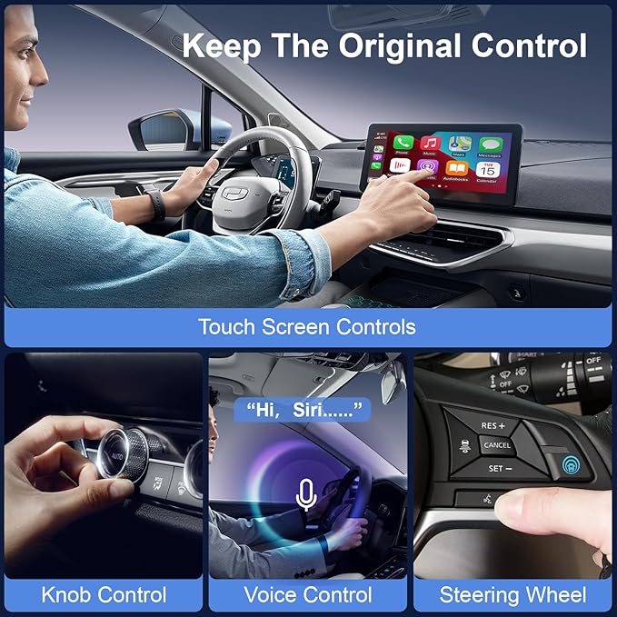 Wireless Carplay Adapter for iPhone & Android, Mini 2-in-1 CarPlay Dongle, Plug & Play, No Delay, Convert Wired to Wireless Bluetooth Apple Carplay, with USB&USB-C, for Apple iOS 10+ and 2016+ Cars