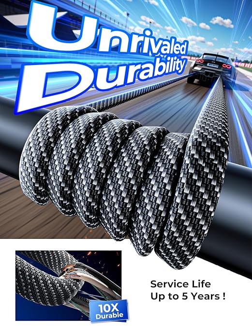 SHEZI [Upgraded 2.0] 4-in-1 USB C Cable 240W 5FT [Fast Charging & Data Sync] Flat Nylon Braided Multi Charger Cord Wire Combo with L/USB C/A Port for iPhone/iPad & All Devices
