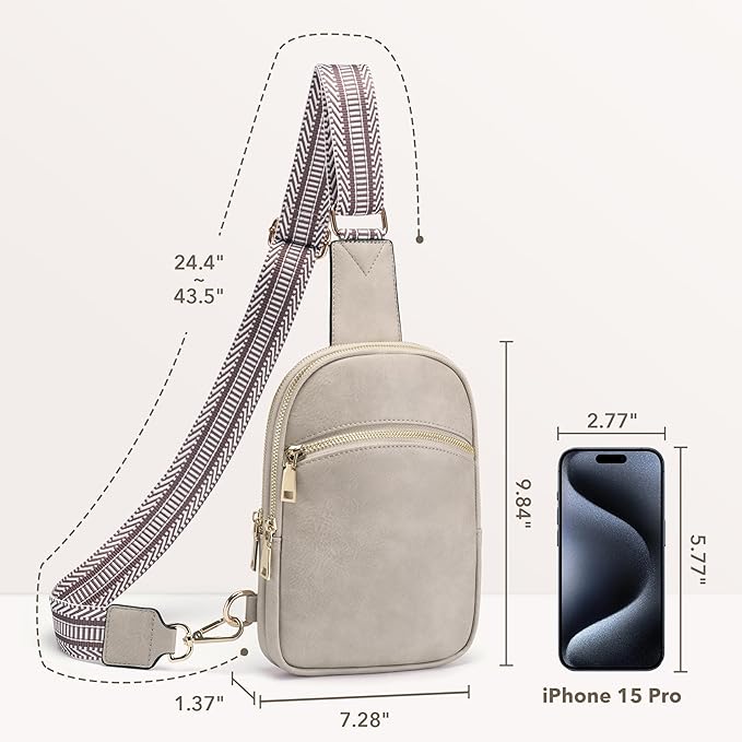 Yarnic Anti Theft Small Crossbody Sling Bags for Women Men, RFID Crossbody bags Vegan Pu Leather Travel Cross Body Purses, Chest Bag with Adjustable Strap (Misty Grey)