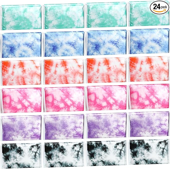 24 Packs Travel Size Tissue Pocket Slim Pack Facial 3 Ply Wallet Size Pocket Tissues for Travel Wedding Party Favors, 6 Styles(Tie Dye)