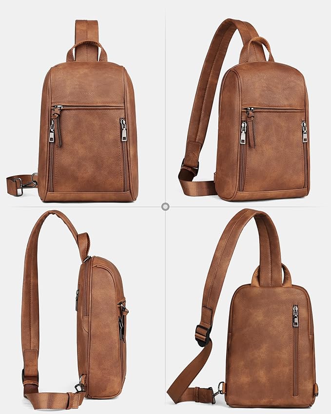 FADEON Sling Bag for Women Crossbody Purse Sling Bags, Designer Sling Purses Medium Travel Multi-Pocket Sling Backpack