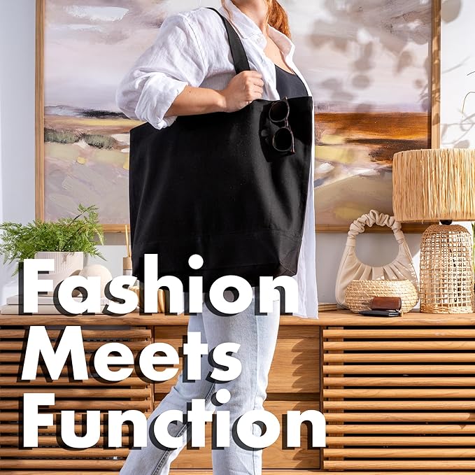 Carrywell |Not Made in China| 3 Pack Cotton Tote Bags, Reusable Grocery Shopping Bag, Durable 13oz Organic Cloth w/Handles