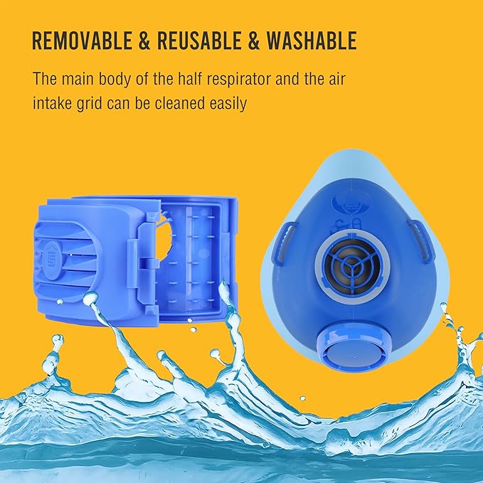 Reusable Half Face Respirator Mask with 6 Filter,2818 Food-Grade Silicone Mask for Painting, Welding, Sanding,Dust,Mold