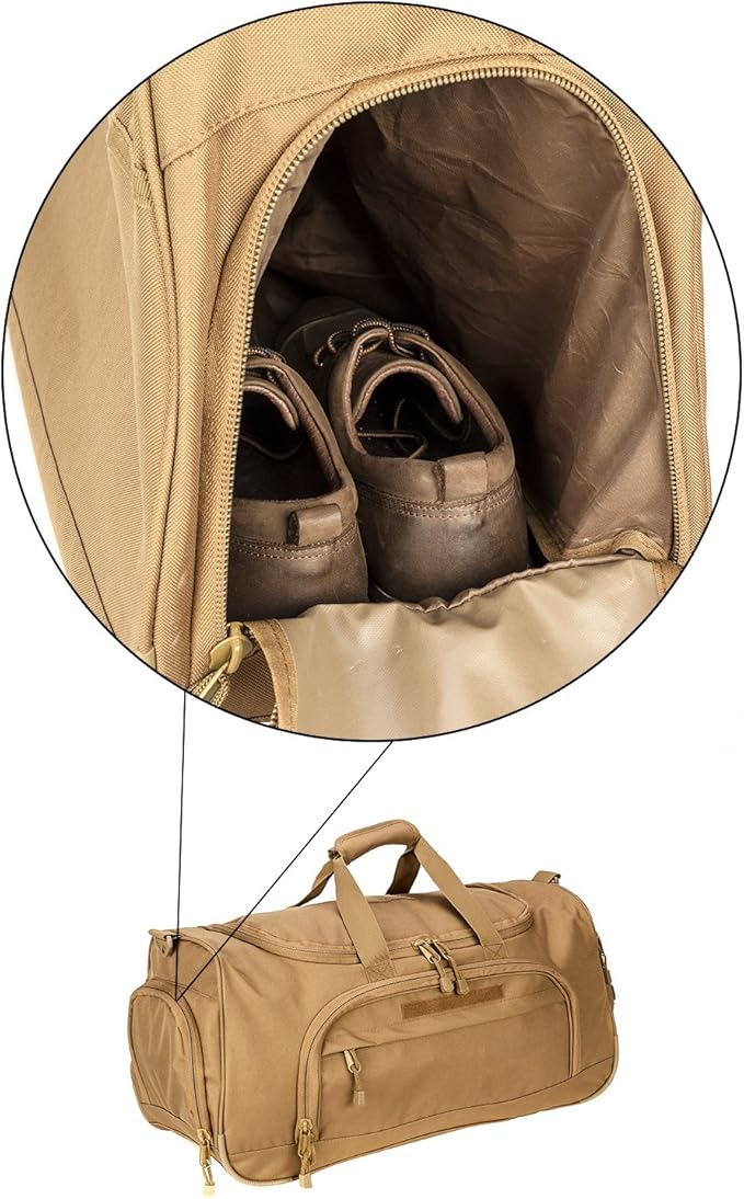 Gym Duffel Bag for Men Sports Duffel Bag with Shoe Compartment (TAN-Model B)