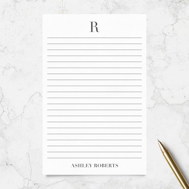 Personalized Notepad with Monogram and Name, Monogrammed Stationery 50 or 100 Sheets Lined or Unlined in Choice of Colors, Tear off Note Pad, Memo Pad, To Do List (Style #2)