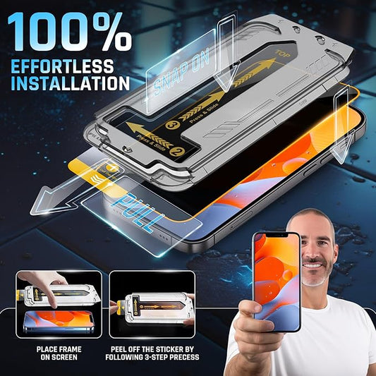 TEMPRTEK+ for iPhone 13 Pro Max/14 Plus Privacy Glass Screen Protector 2 Pack (9H+ Military Grade 3X Protection) Long Last Shatterproof Tempered Glass-Anti Scratch/Fingerprint [Full Coverage] Anti-Spy