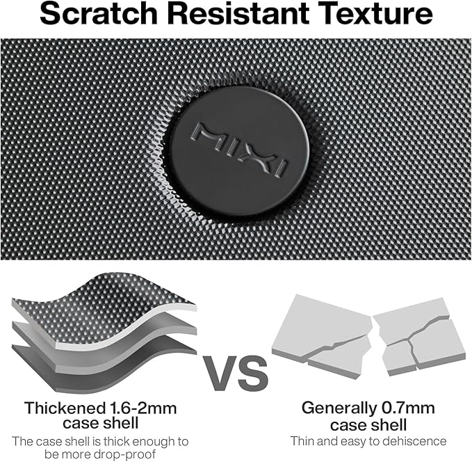 mixi Upgrade Carry on Luggage Suitcases with Spinner Wheels, Hardside Rolling Suitcase PC with TSA Lock Lightweight Travel Case 20in Carry-On, Fine Grid Black