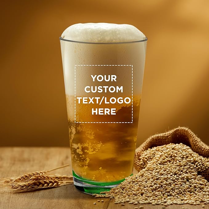Custom Casale Pint Glass 16 oz. Set of 50, Personalized Bulk Pack - Beer Glasses, Heavy Duty Drinkware - Green
