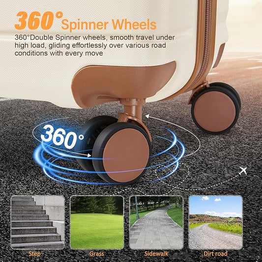 carry on Luggage Sets,20 Inch Expandable with TSA Lock Carry-on suitcases with spinner wheels,Hard Shell Travel Luggage airline approved (Dark Green, 3 Piece Sets (20/DB/TB))