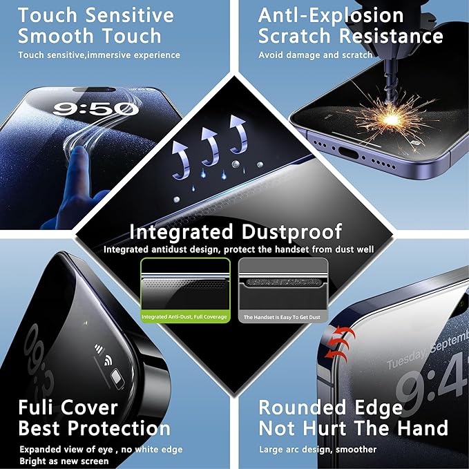 2 Pack Matte Screen Protector for iPhone 12 Pro Max 6.7-Inch Auto Dust Removal, No Bubbles, Tempered Glass Film, Easy Installation