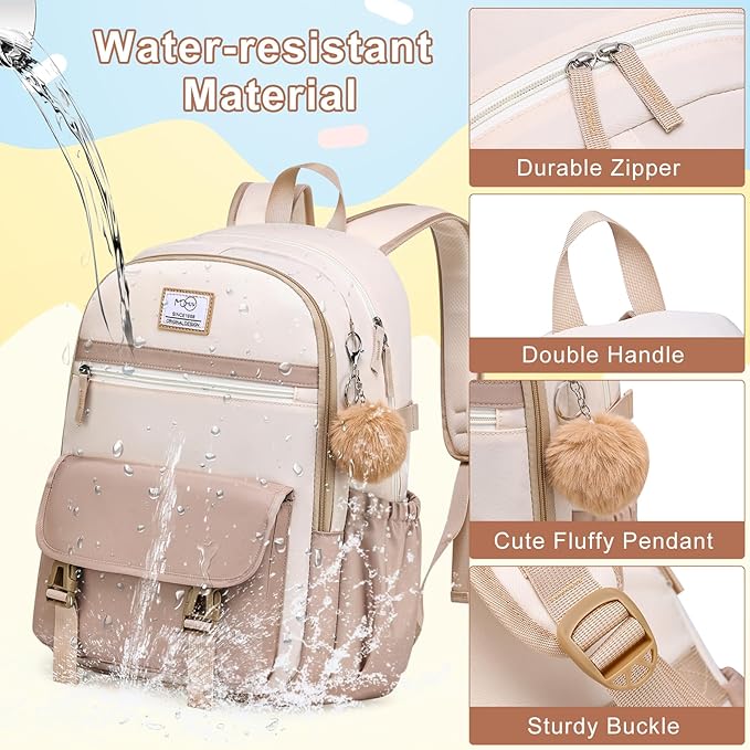 MOMUVO School Backpack Set for Girls,3pcs Bookbag with Lunch Box Pencil Case Kids School Bag Set