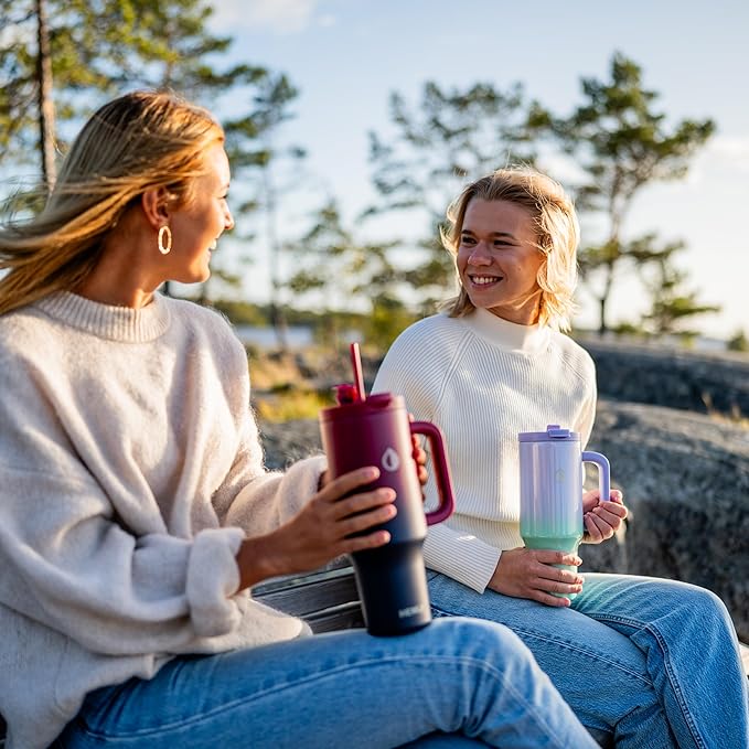 40 Oz Tumbler with Handle and Straw, Insulated Tumbler with Leakproof 2-in-1 Lid and Straw, Reusable and Portable Water and Coffee Stainless Steel Travel Mug, Vacuum Insulated