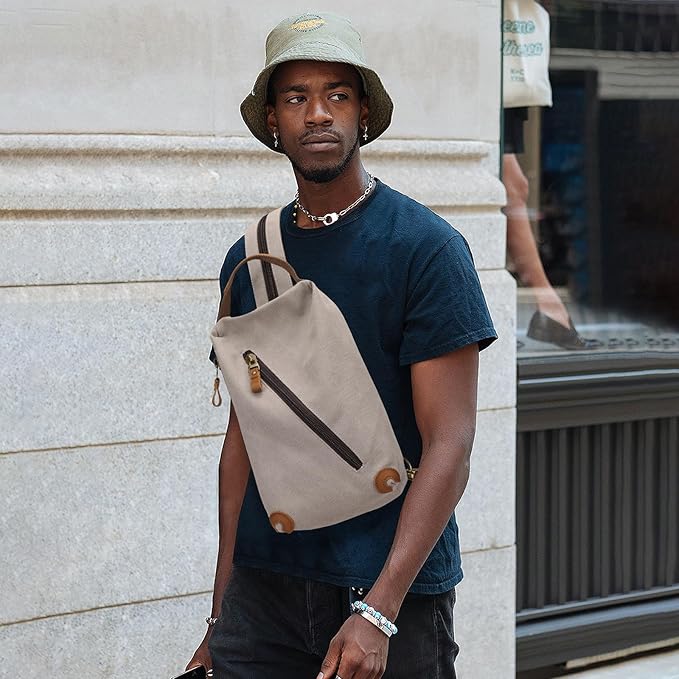 KL928 Canvas Sling Bag crossbody Bags Small Backpack Pack Travel Purse convertible purses for Women Men