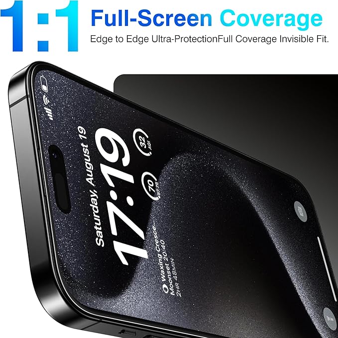 EZ-GLAZ- 4 Pack for iPhone 15 Pro Screen Protector [6.1"] With 2 Pack Camera Lens Protector, 9H+ Hardness 12FT Military Grade Shatterproof Scratch Resistant Durable Tempered Glass Film with Flawless Fit Kit, HD Clear