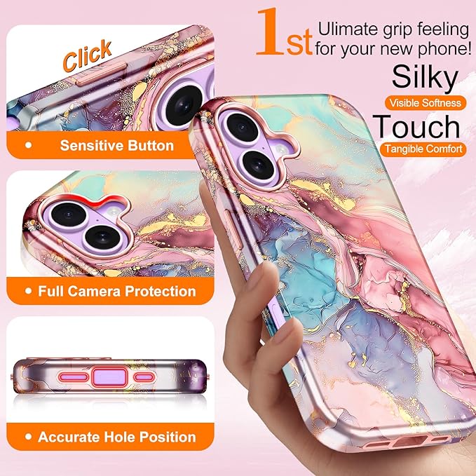 Btscase for iPhone 17 Case [Compatible with Magsafe] [Military-Grade Drop Protection] Slim Anti-Scratch Smooth Touch TPU Bumper Shockproof Magnetic Phone Case for Women Girls Men, Rose Gold