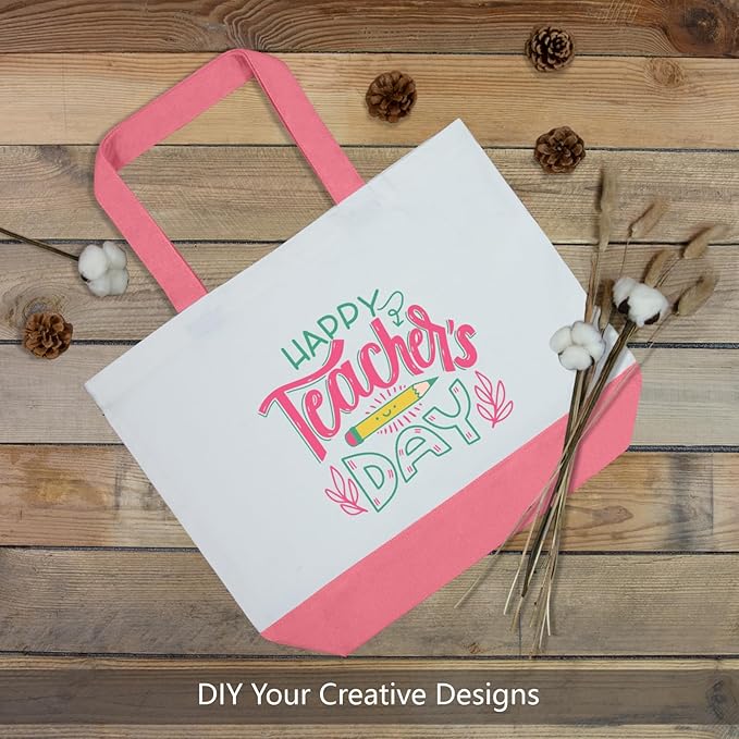 TOPDesign 3-Pack Super Strong Large 12oz Cotton Canvas Tote Bags, Reusable Grocery Shopping Cloth Bags, Fashionable Two-Tone Totes for Crafts, DIY Your Creative Designs