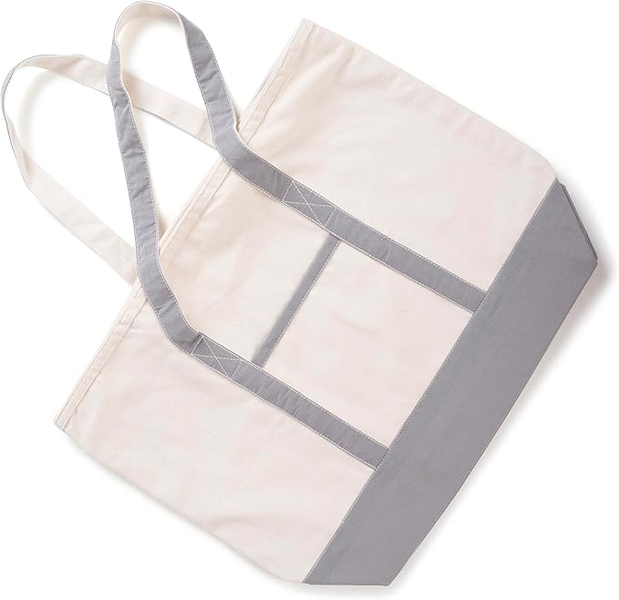 Cotton Canvas Tote Bag with an External Pocket & Top-Zipper Closure For - Gym, Beach, DIY, Work, Travel, Shopping