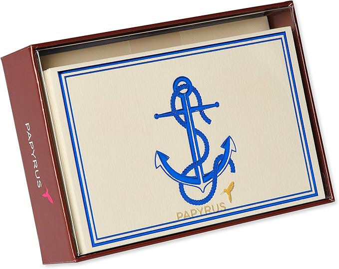 Papyrus Blank Cards with Envelopes, Nautical Anchor (16-Count)