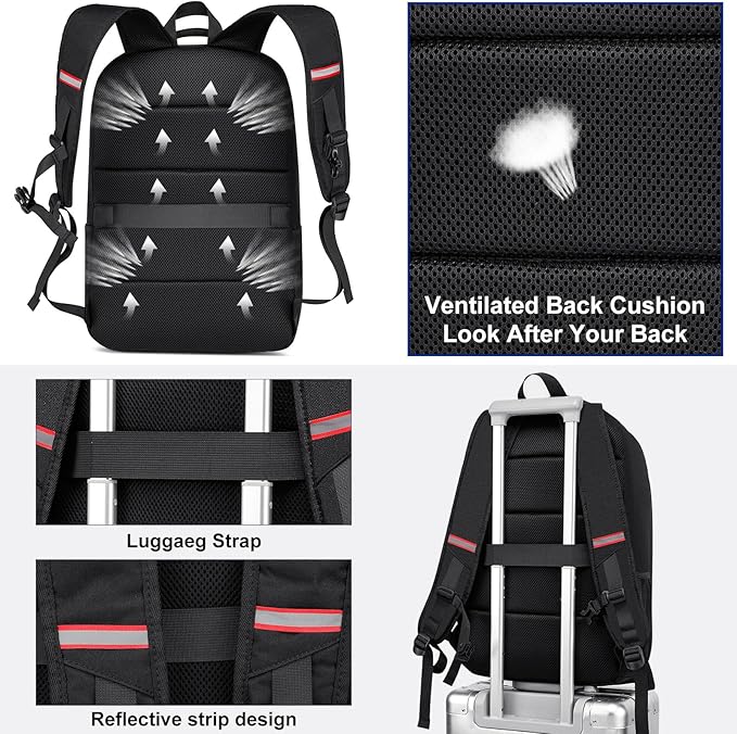 Laptop Backpack for Men & Women - Anti Theft Water Resistant Travel & College Backpack Fits 17 Inch Laptop & Notebook - 35L Black
