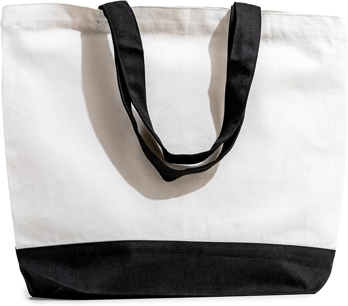 Carrywell |Not Made in China| 3 Pack Cotton Tote Bags, Reusable Grocery Shopping Bag, Durable 13oz Organic Cloth w/Handles
