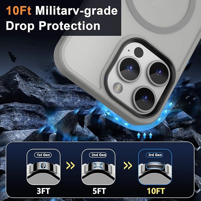 MOCCA Strong Magnetic for iPhone 14 Pro Max Case [Compatible with Magsafe] [10FT Military Grade Protective] Translucent Matte Slim Shockproof Case for iPhone 14 Pro Max 6.7"- Titanium Gray