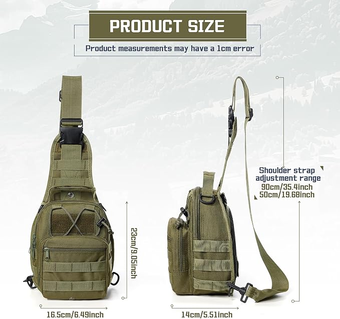 SEAFEW Tactical Backpack for Men, Waterproof Military Sport Bag Pack Crossbody Sling Backpack Tactical Bag for Every Day Carry, Green