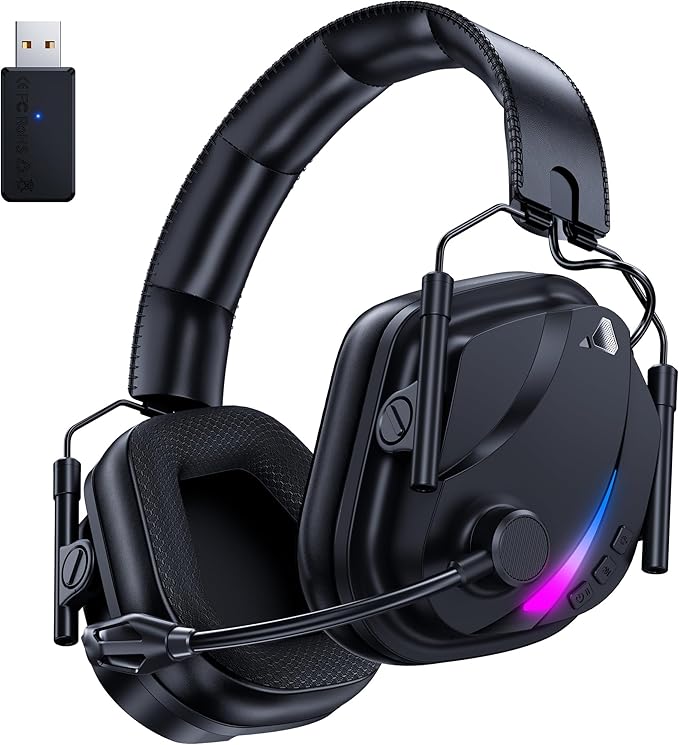HW12 Wireless Gaming Headset with Microphone 2.4GHz Bluetooth Gaming Headphones Wireless of Duty/FPS Gamers,50Hr Battery Life Gamer Headset for PS5,PS4,PC,Switch,Mac