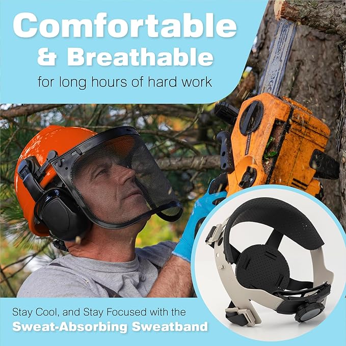 Raxwell Chainsaw Safety Helmet – ANSI Certified 6-in-1 Forestry Hard Hat with Ear Muffs, 2 Visors, Goggles & Earplugs – 30dB Noise Reduction – Adjustable PPE for Arborists, Logging & Tree Work