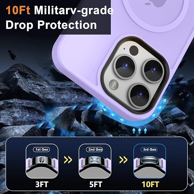 MOCCA Strong Magnetic for iPhone 14 Pro Max Case [Compatible with Magsafe] [10FT Military Grade Protective] Translucent Matte Slim Shockproof Case for iPhone 14 Pro Max 6.7" - Light Purple