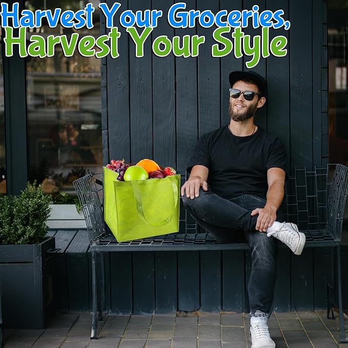 Fun Express Reusable Grocery Bags Bulk 50 Pack - Large Shopping Bags with Handles for Groceries | Foldable Tote Bags in Multiple Colors | Heavy-Duty Plastic Material for Farmers Market & Daily Use