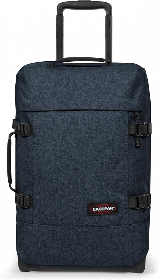 Eastpak Tranverz - Suitcase with Wheels - Rolling Luggage for Travel with TSA Lock, 2 Wheels, 2 Compartments, and Compression Straps - S, Triple Denim (EK61L26W)